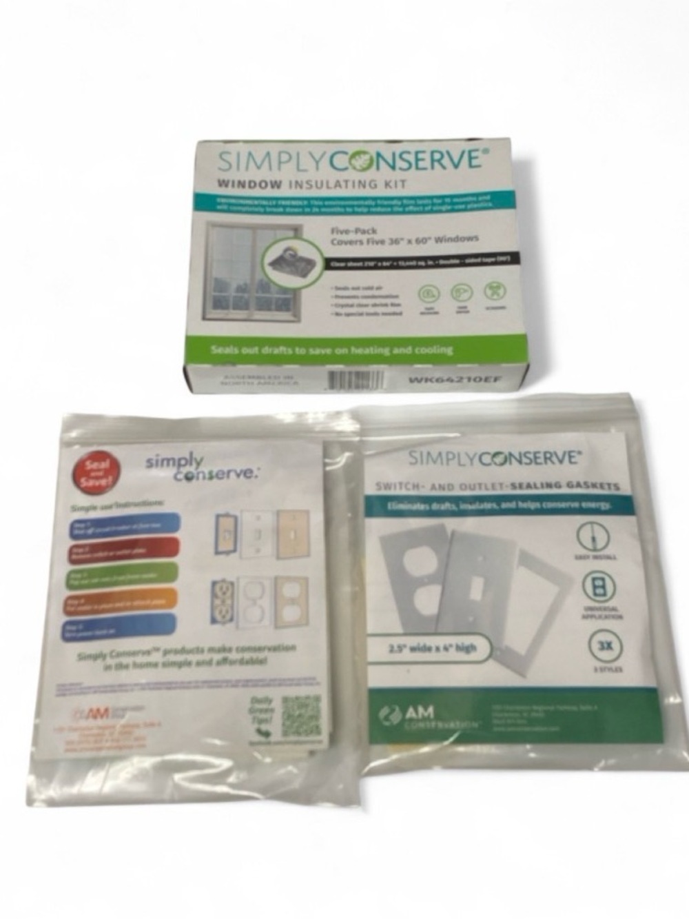 Simply Conserve Window Insulation Kit 5 Windows + 16 Switch Outlet Gaskets DIY